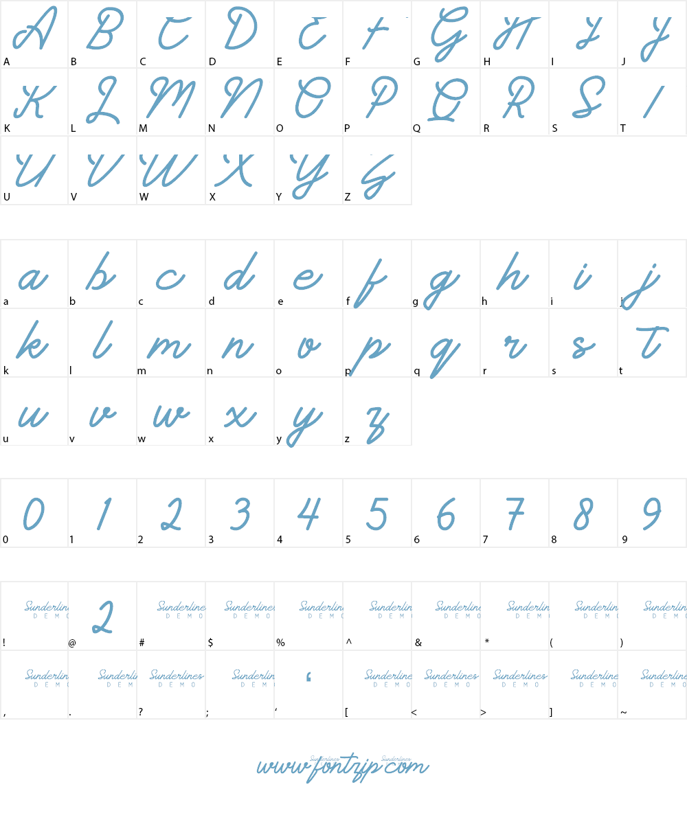 Sunderlines Demo Font Character